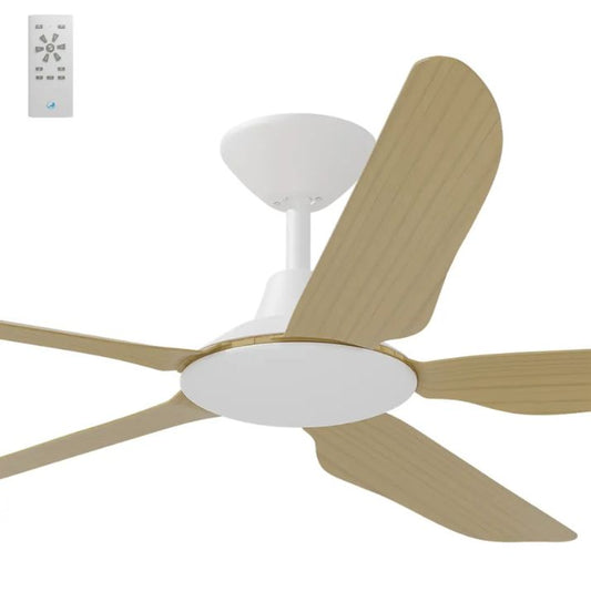 Calibo Storm 56" (1430mm) 5 Blade Indoor/Outdoor DC Ceiling Fan and Remote - White & Bamboo