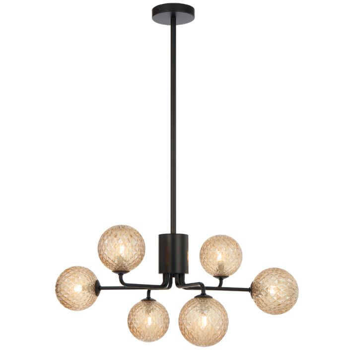 FELTON 6 Pendant Light - Black/Amber Tear