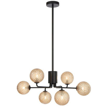 FELTON 6 Pendant Light - Black/Amber Tear