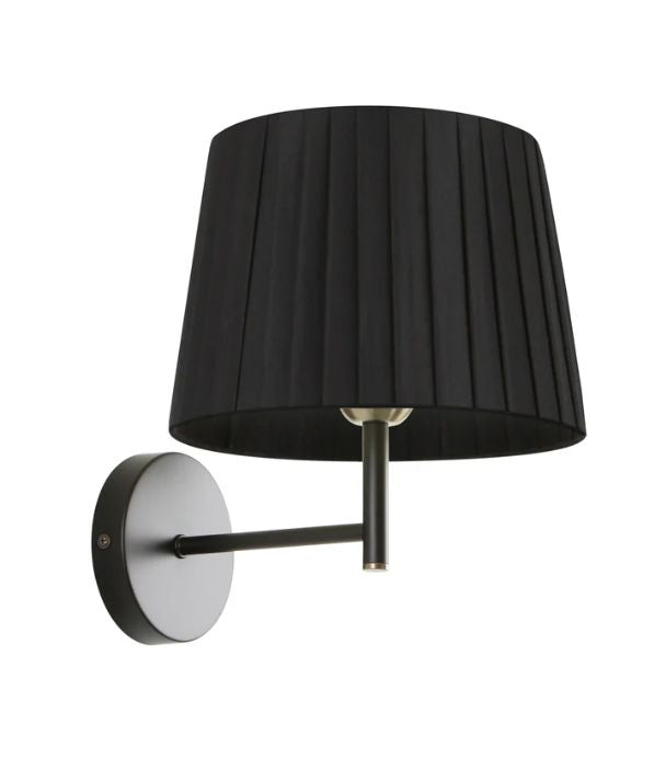 PREGA: Interior Slanted Pleated Fabric Shade Wall Light - Black