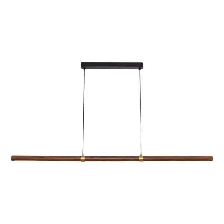 Calibo Aquila 2000mm Timber Tubular LED Linear Pendant with Brass Finish Collar - Black Ash with Black