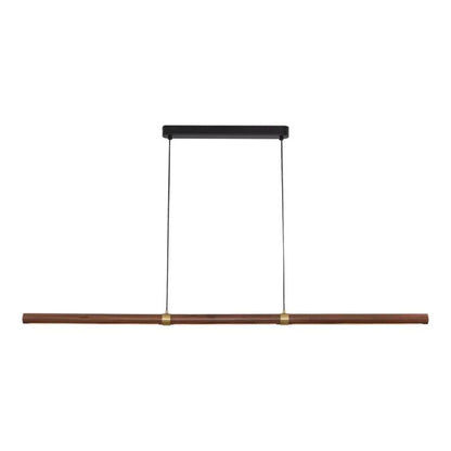 Calibo Aquila 2000mm Timber Tubular LED Linear Pendant with Brass Finish Collar - Black Ash with Black