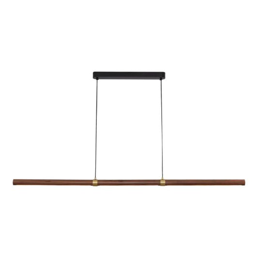 Calibo Aquila 1500mm Timber Tubular LED Linear Pendant with Brass Finish Collar - Walnut with Black