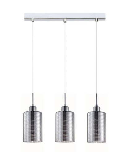 ESPEJO2: Interior Iron &amp; Rose Gold Oblong Glass with Line Effect Pendant Light - Multiple Bar Base