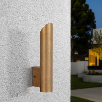 Penros Single Exterior Wall Light - Natural Brass