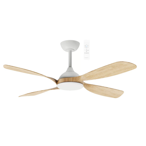 Hampton DC 52″ Matt White/Oak Smart Ceiling Fan With WIFI Remote Control
