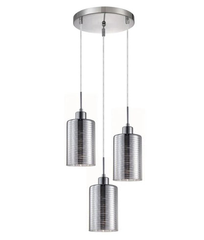 ESPEJO1: Interior Iron & Chrome Oblong Glass Pendant Light - Multiple Round Base