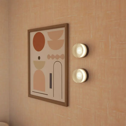 Gull Round Ribbed Acrylic 3CCT LED Exterior Wall Light - Brass