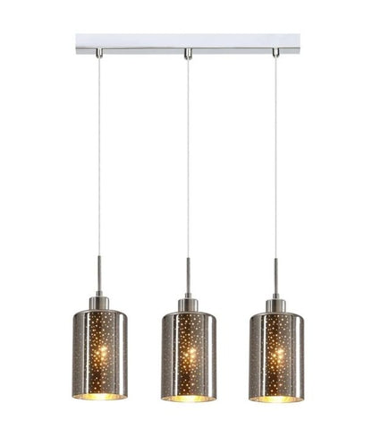 ESPEJO4X3S: Interior Iron & Rose Gold Oblong Glass with Dotted Effect Pendant Light - Multiple Bar Base