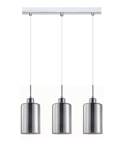 ESPEJO4X3S: Interior Iron & Rose Gold Oblong Glass with Dotted Effect Pendant Light - Multiple Bar Base