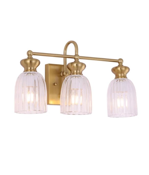 SINO: Interior Ellipse Triple Brass & Clear Glass Shade Wall Light