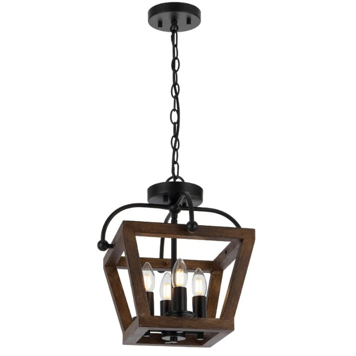 LACOTA 4 Light Pendant - Wood/Black