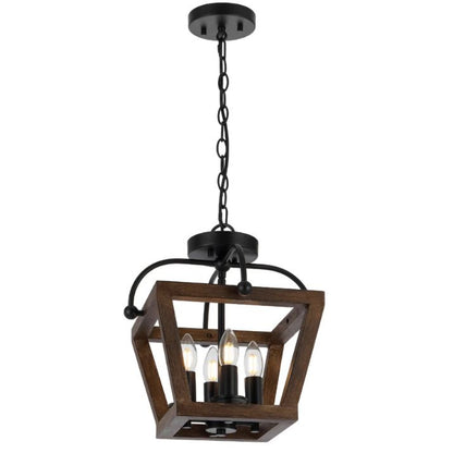 LACOTA 4 Light Pendant - Wood/Black