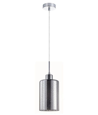ESPEJO3: Interior Iron & Chrome Oblong Glass with Dotted Effect Pendant Light - Single