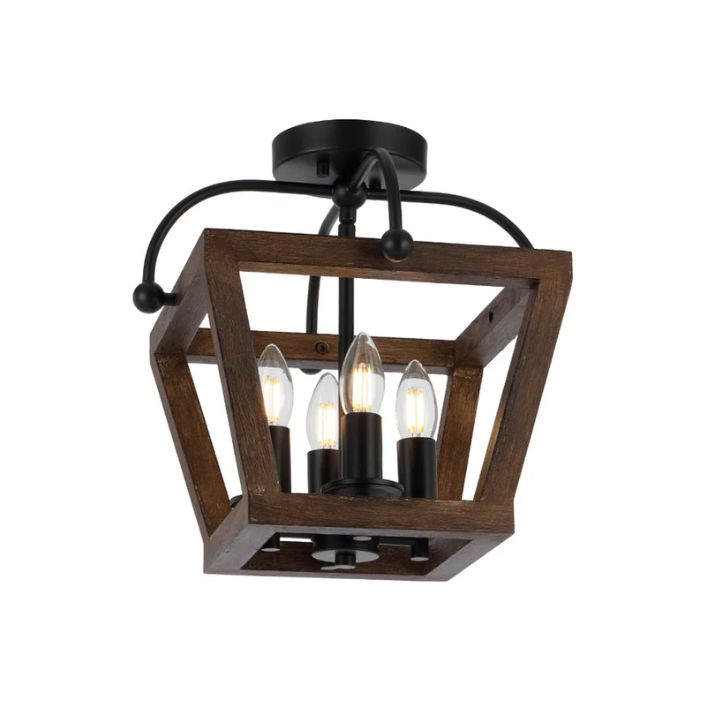 LACOTA 4 Light Pendant CTC Ceiling Light - Wood/Black