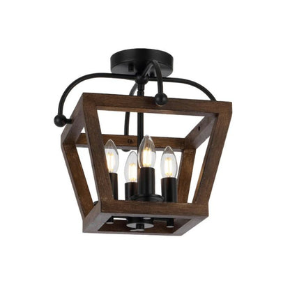 LACOTA 4 Light Pendant CTC Ceiling Light - Wood/Black