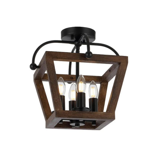 LACOTA 4 Light Pendant CTC Ceiling Light - Wood/Black