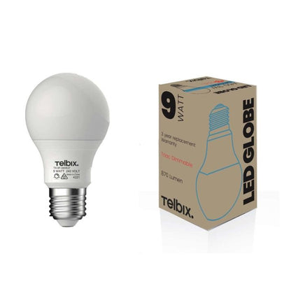 E27 A60 9W LED Globe Opal Dimmable - 6000K