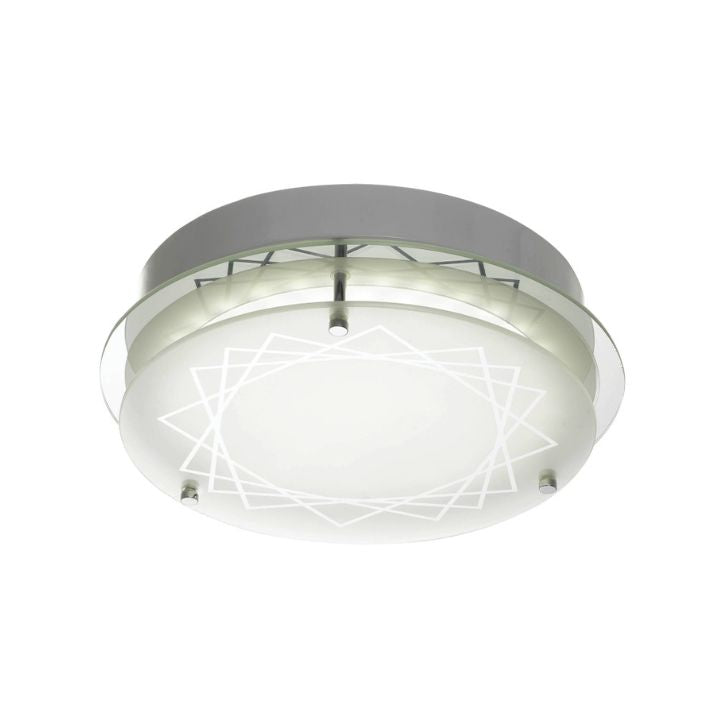 FOSCO Round 20W LED Oyster Dimmable Ceiling Light - Chrome / Frost