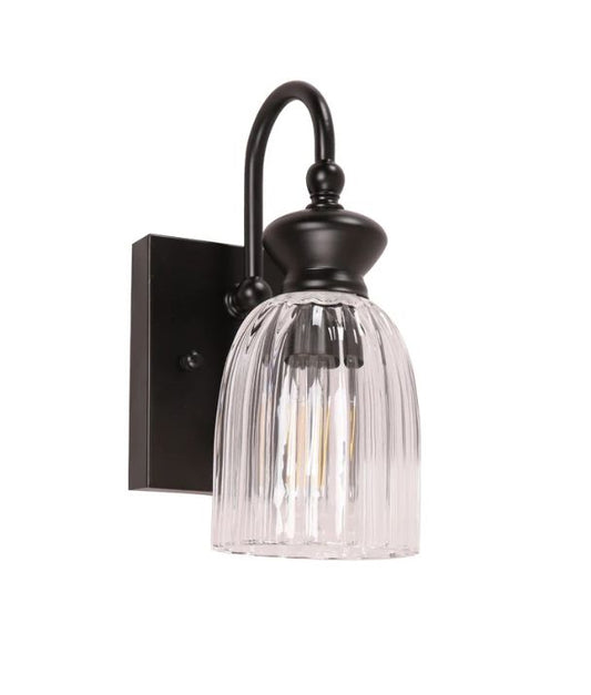 SINO: Interior Ellipse Single Clear Glass Shade Wall Light - Black