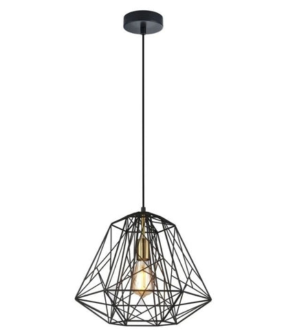 MARTE: Geometric Design Interior Iron Cage Pendant Light - Black