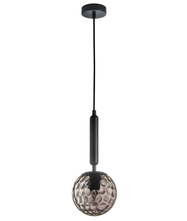 TRATTINO: Interior Smokey Black Spherical Glass Pendant Light