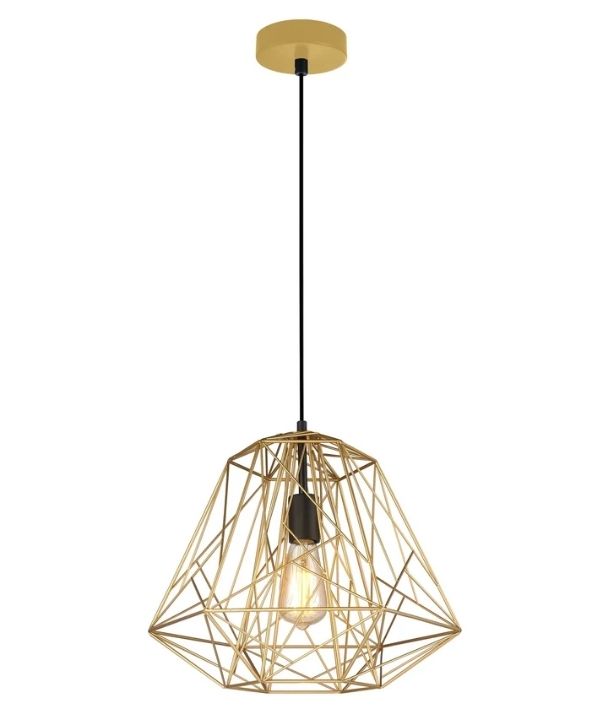 MARTE: Geometric Design Interior Iron Cage Pendant Light - Matte Gold