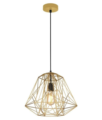 MARTE: Geometric Design Interior Iron Cage Pendant Light - Matte Gold