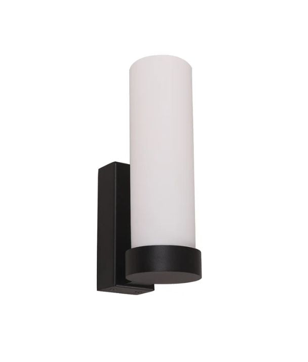 VARA: Interior Tubular Up Opal Glass Wall Light - Black