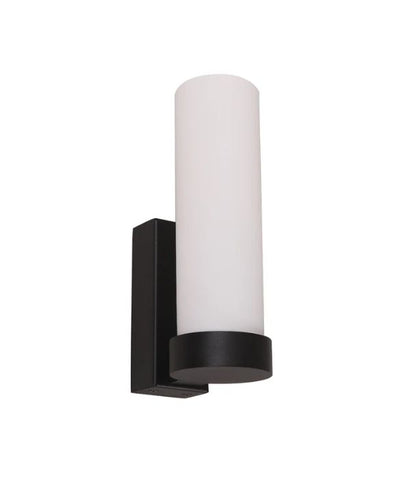 VARA: Interior Tubular Up Opal Glass Wall Light - Black