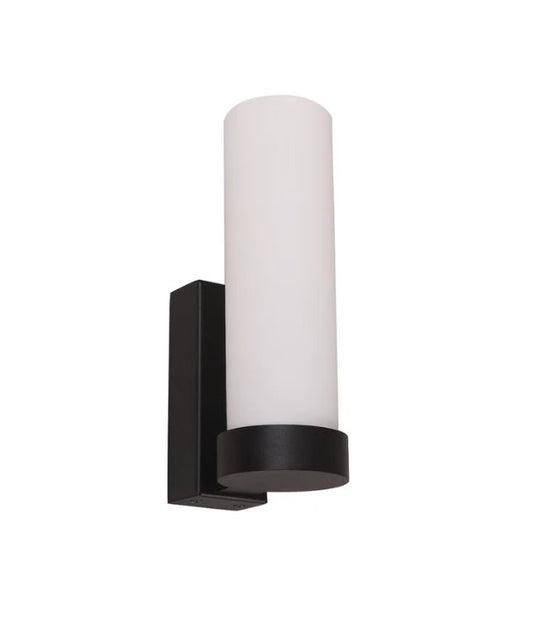 VARA: Interior Tubular Up Opal Glass Wall Light - Black