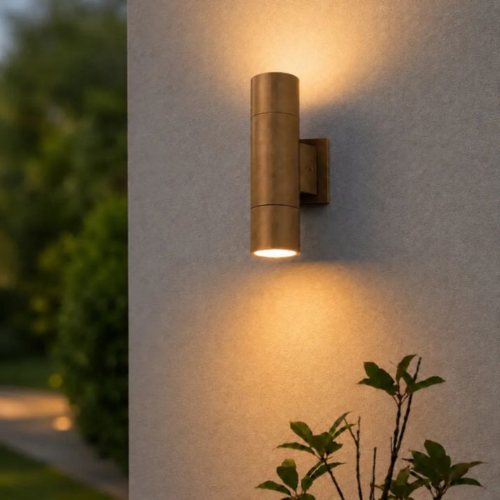 Walsh Twin Exterior Wall Light - Natural Brass