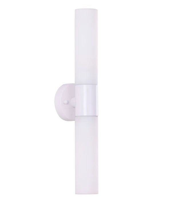 VARA: Interior Tubular Up/Down Opal Glass Wall Light - White