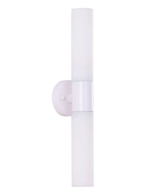 VARA: Interior Tubular Up/Down Opal Glass Wall Light - White