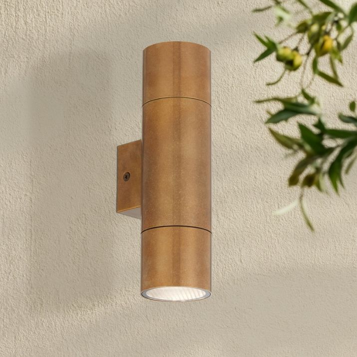 Walsh Twin Exterior Wall Light - Natural Brass