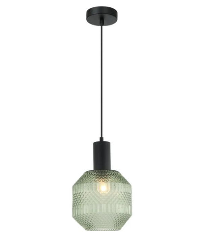 MARACA: Interior Glass Jar With Quadrilateral Segment Pendant Light - Green