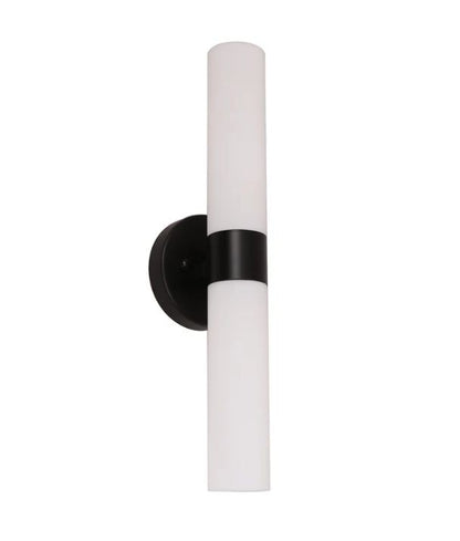 VARA: Interior Tubular Up/Down Opal Glass Wall Light - Black