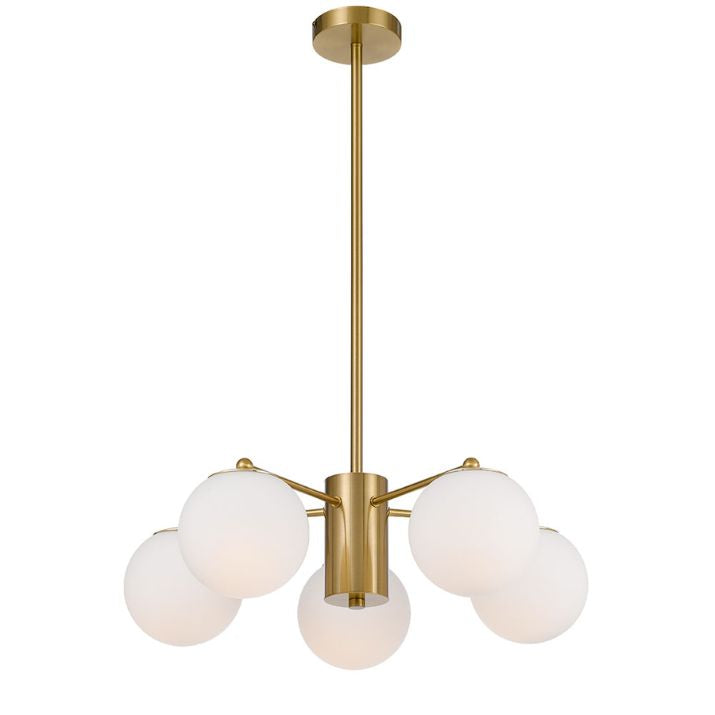 Marsten 5 Pendant Light - Antique Gold | Opal Matt
