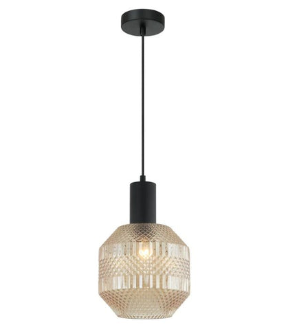 MARACA: Interior Glass Jar With Quadrilateral Segment Pendant Light - Amber