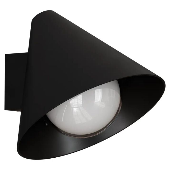 Calibo Becard Minimalist Cone Outdoor Wall Light - Black