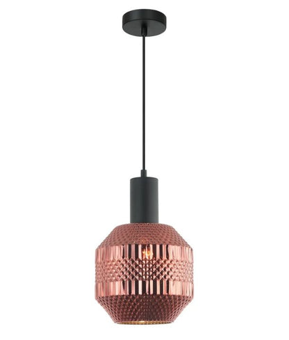 MARACA: Interior Glass Jar With Quadrilateral Segment Pendant Light - Copper