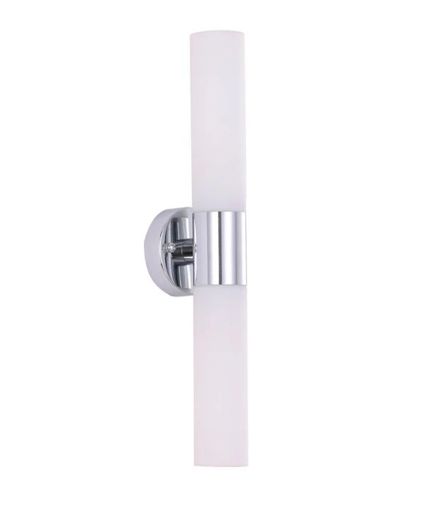 VARA: Interior Tubular Up/Down Opal Glass Wall Light - Chrome