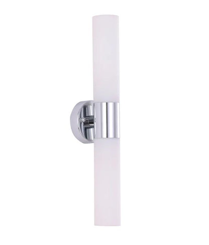 VARA: Interior Tubular Up/Down Opal Glass Wall Light - Chrome