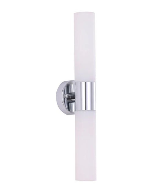 VARA: Interior Tubular Up/Down Opal Glass Wall Light - Chrome