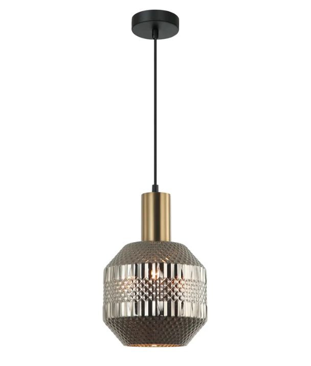 MARACA: Interior Glass Jar With Quadrilateral Segment Pendant Light - Chrome