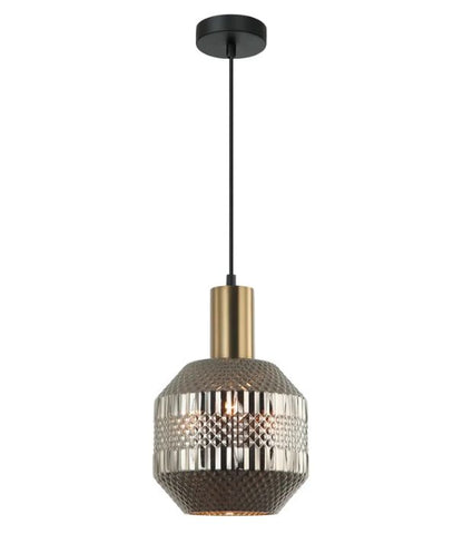 MARACA: Interior Glass Jar With Quadrilateral Segment Pendant Light - Chrome