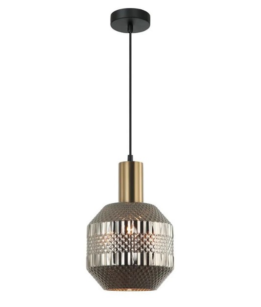 MARACA: Interior Glass Jar With Quadrilateral Segment Pendant Light - Chrome