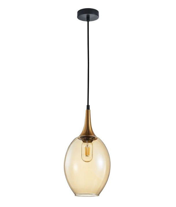 BROTE: Retro Interior Bronze Amber Wine Glass Shape Pendant Lights
