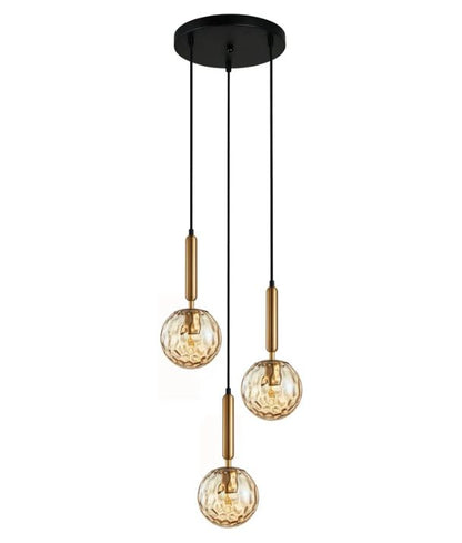 TRATTINO: Interior Bronze Amber Spherical Glass Pendant Light