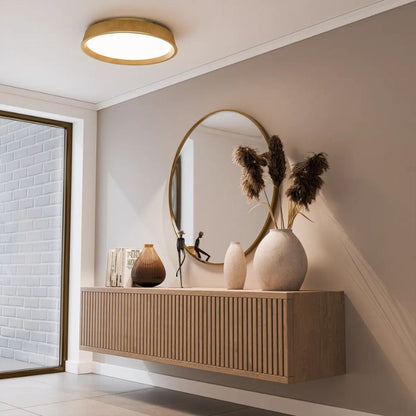 Calibo Kinglet Round 450mm Fluted LED Flush Mount Ceiling Light - Gold